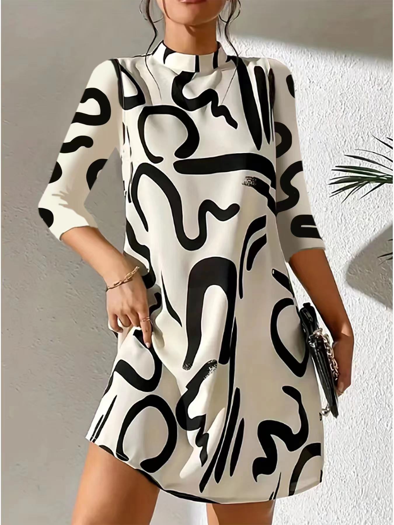 womens-mini-dress-in-knit-with-abstract-print-and-keyhole-back-3
