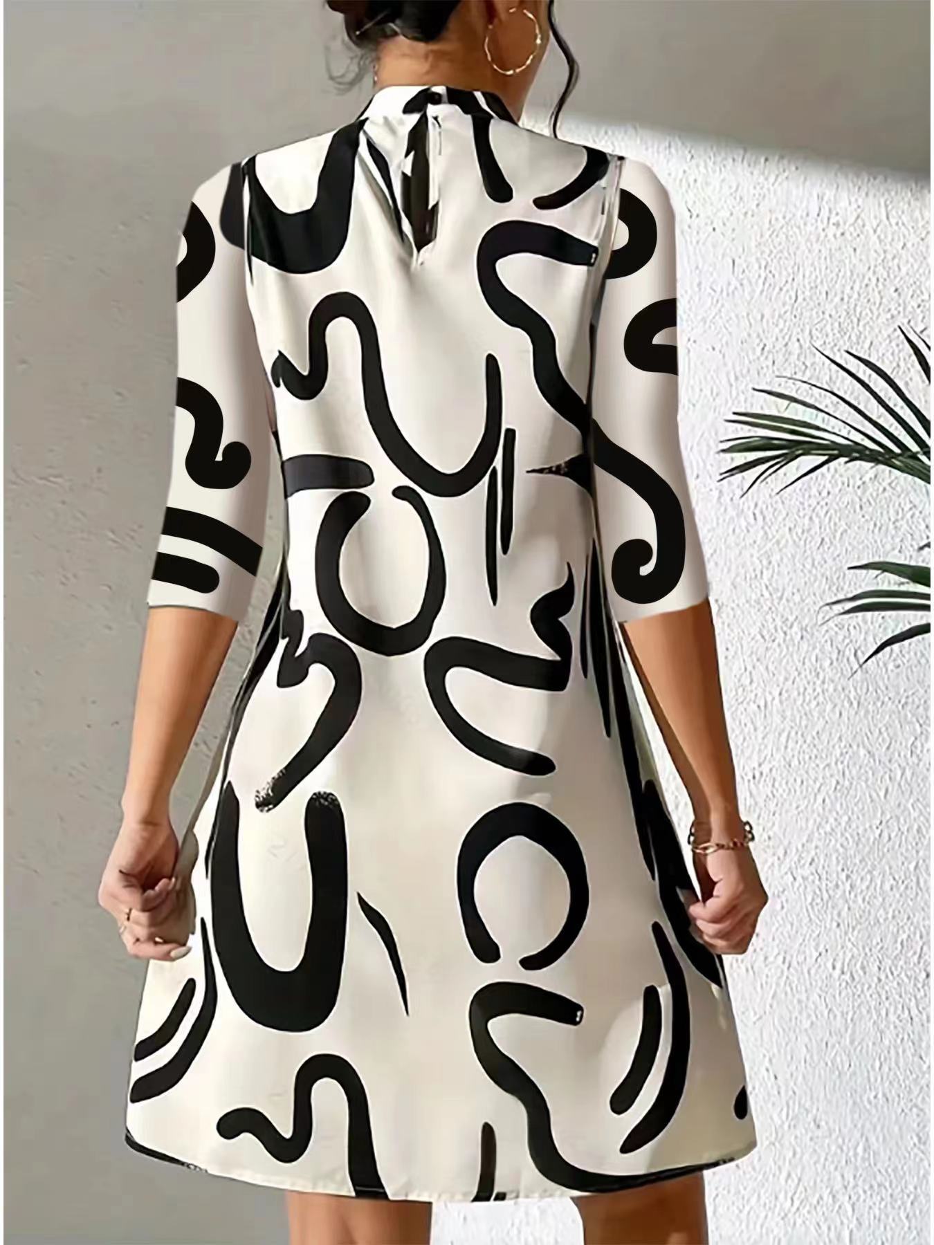 womens-mini-dress-in-knit-with-abstract-print-and-keyhole-back-4