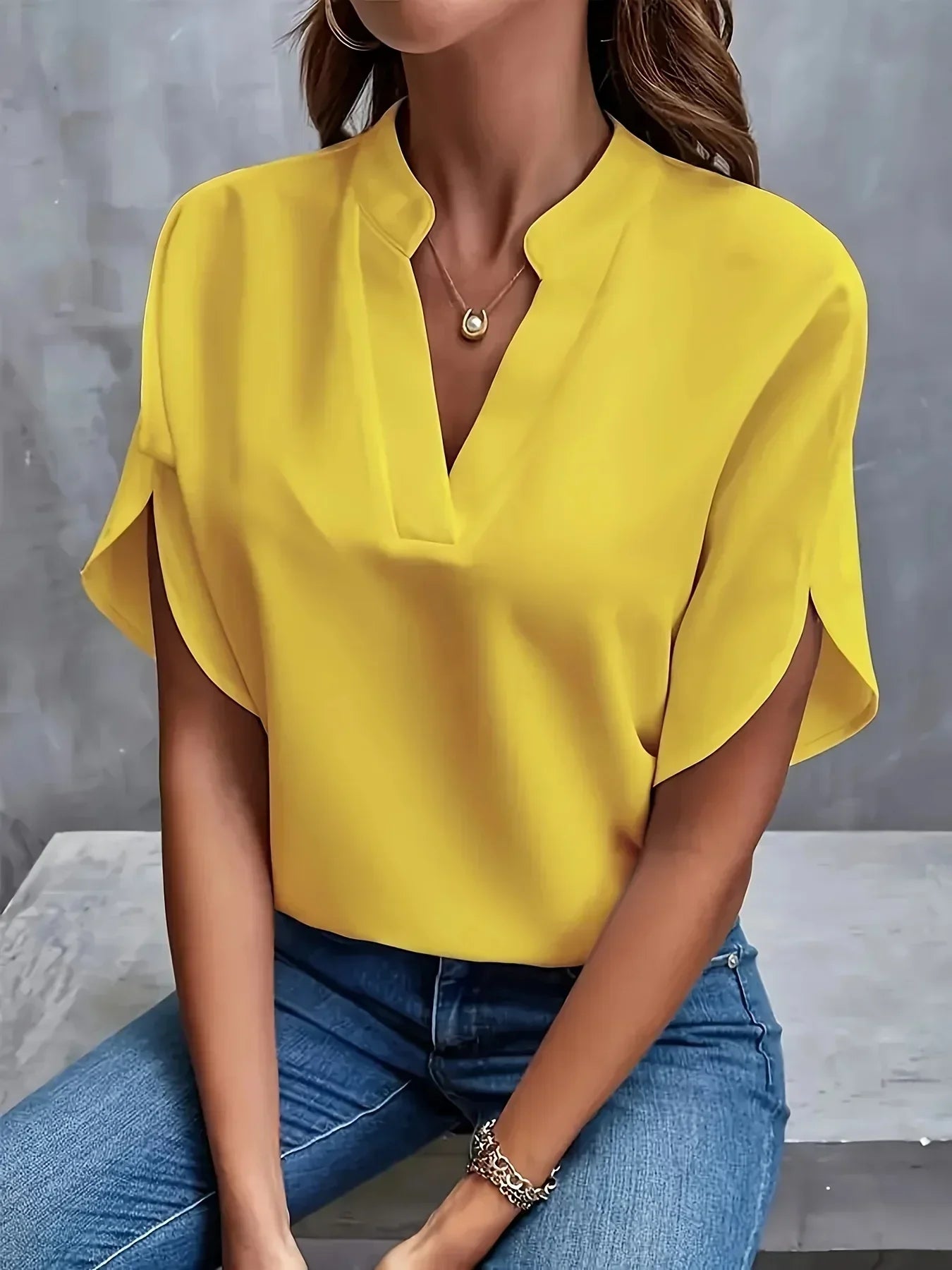 womens-office-woven-blouse-with-split-neck-and-slit-sleeves-3