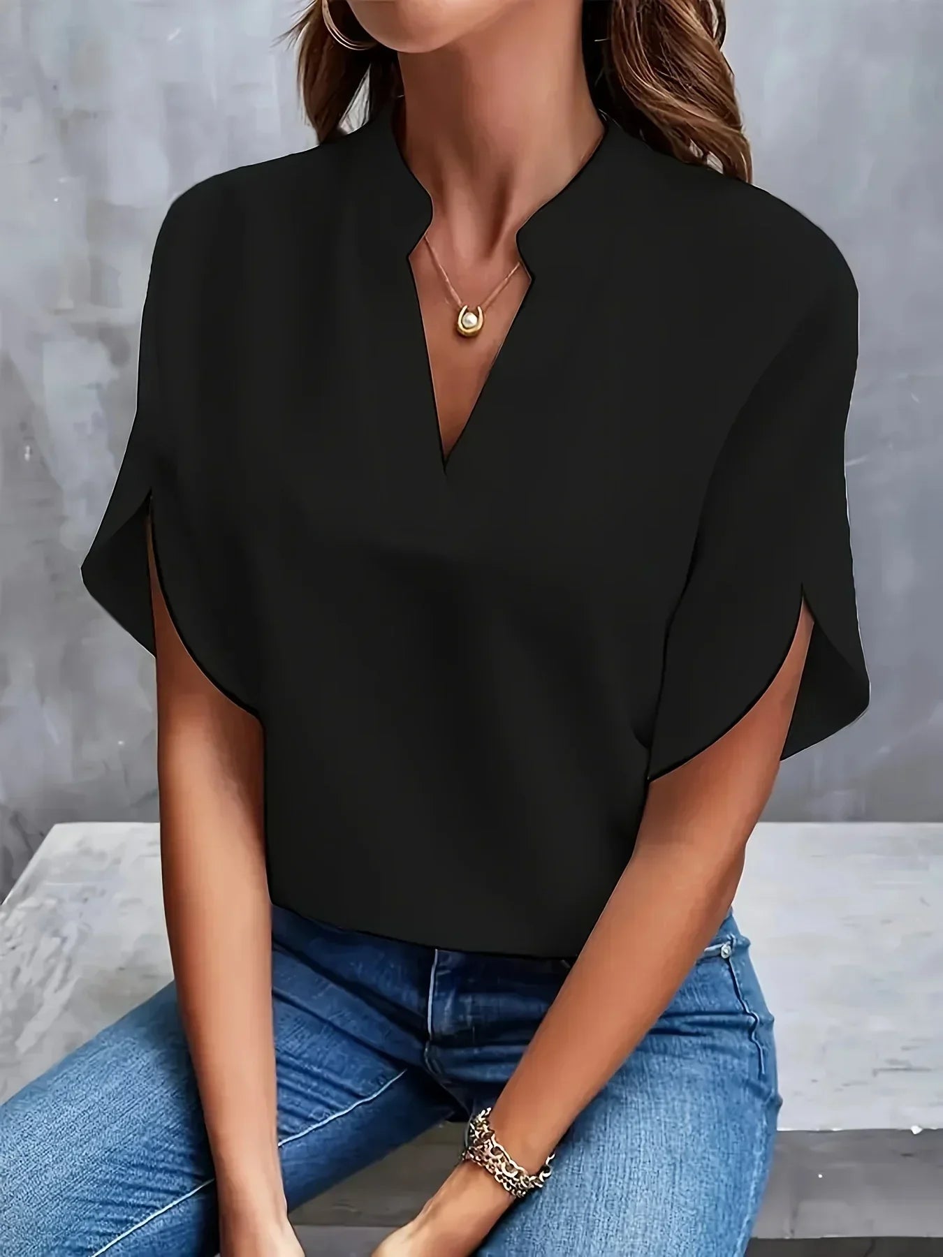 womens-office-woven-blouse-with-split-neck-and-slit-sleeves-4