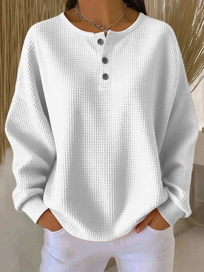 Emmy - Oversized Waffle Knit Henley Top