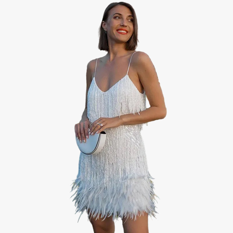 womens-party-mini-dress-with-sequin-mesh-and-feather-hem-1