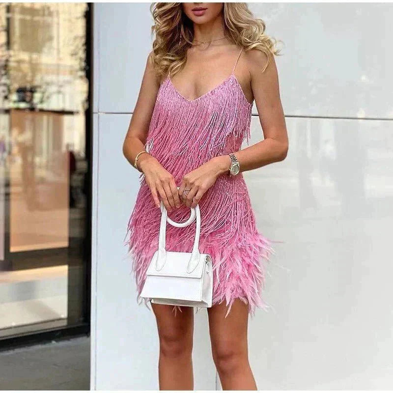 womens-party-mini-dress-with-sequin-mesh-and-feather-hem-7