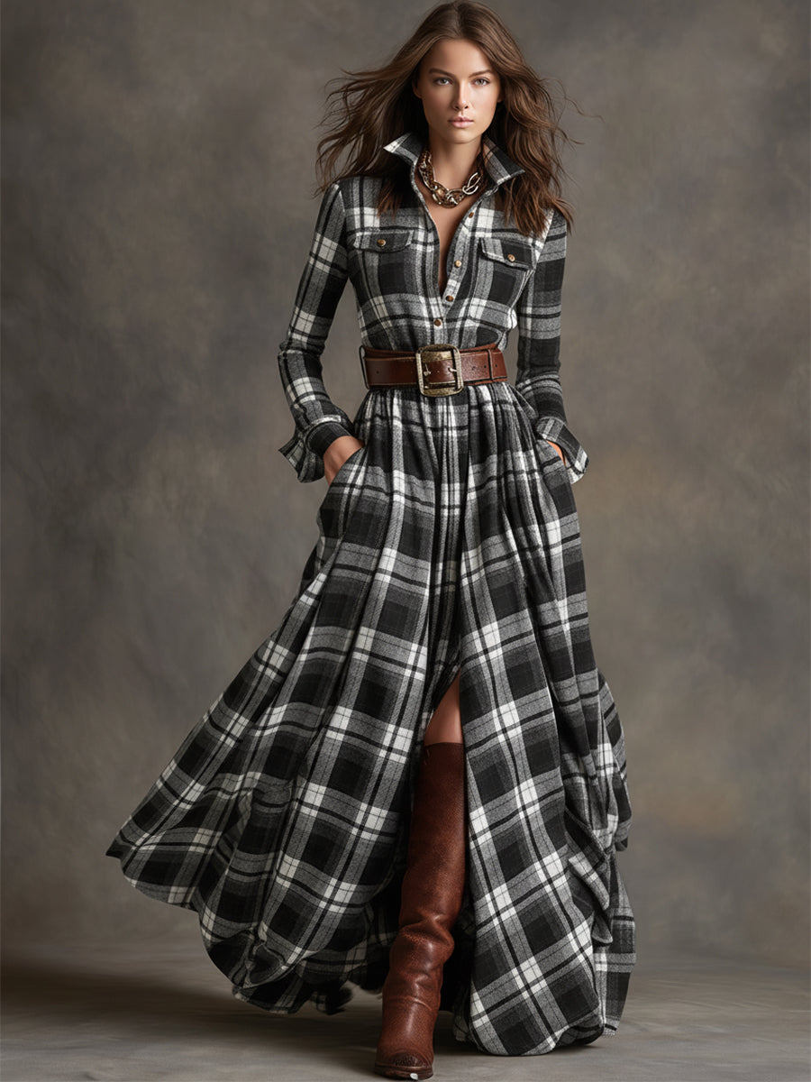 womens-plaid-woven-maxi-dress-with-button-placket-and-belt-13