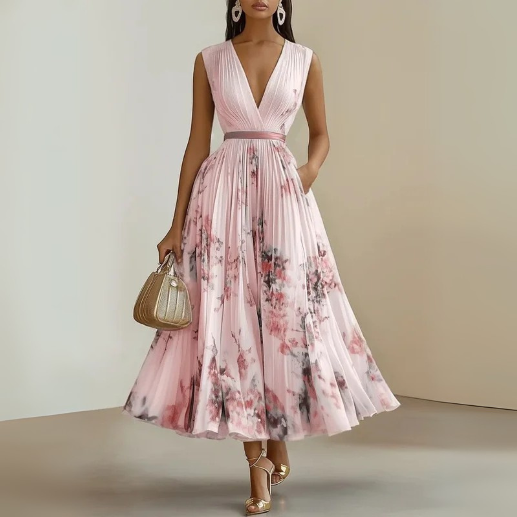 womens-pleated-chiffon-maxi-dress-with-v-neck-and-pockets-3