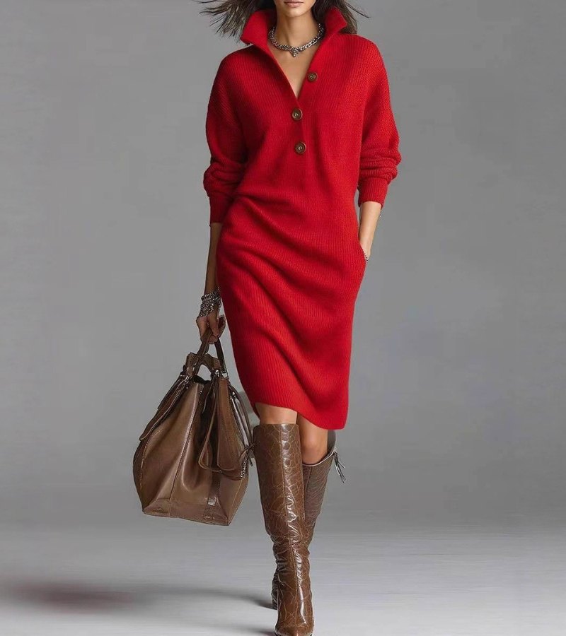 womens-rib-knit-midi-dress-with-pointed-collar-and-half-placket-4