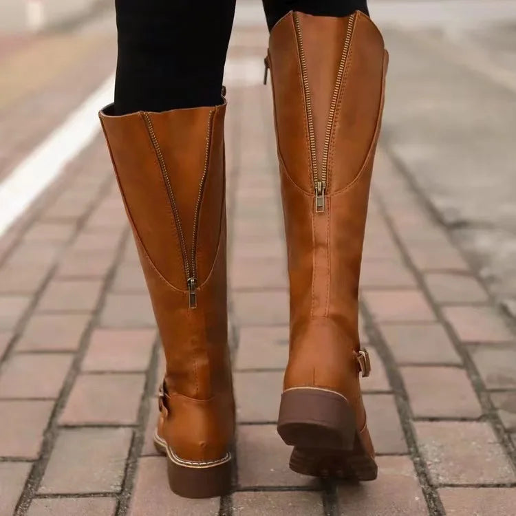 womens-riding-synthetic-boots-with-side-zipper-and-buckle-strap-2