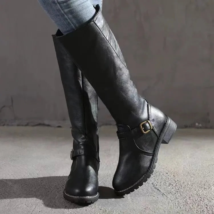 womens-riding-synthetic-boots-with-side-zipper-and-buckle-strap-5