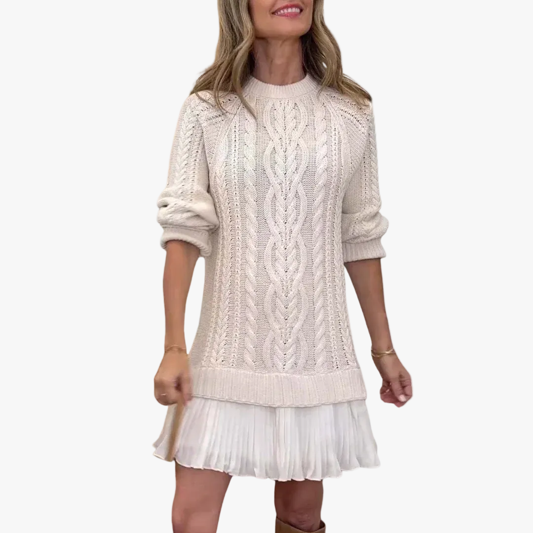 womens-sweater-dress-with-cable-knit-and-pleated-hem-1