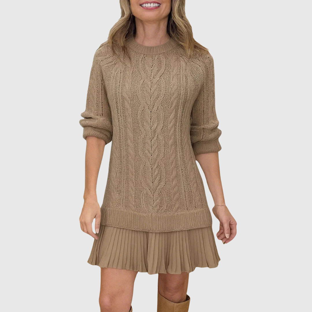 womens-sweater-dress-with-cable-knit-and-pleated-hem-3