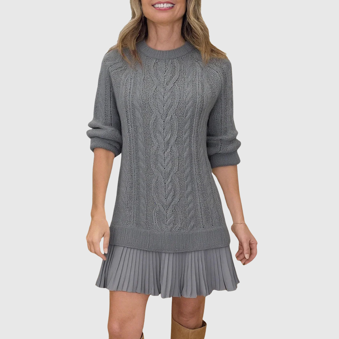womens-sweater-dress-with-cable-knit-and-pleated-hem-4