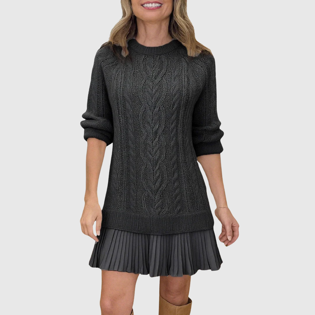 womens-sweater-dress-with-cable-knit-and-pleated-hem-5