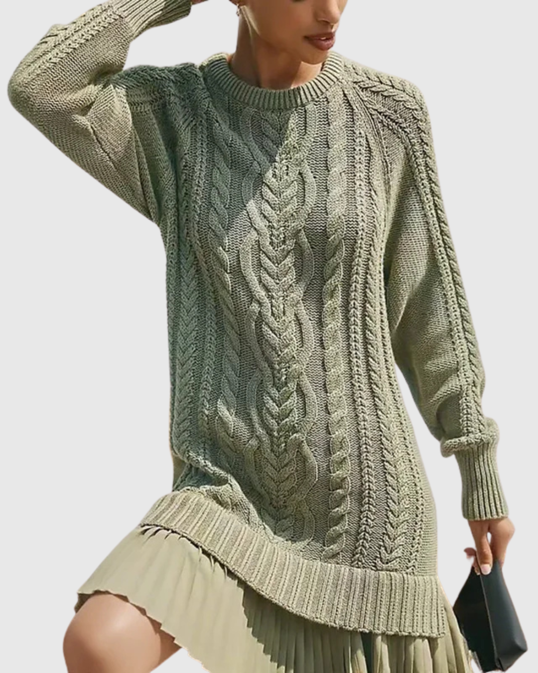 womens-sweater-dress-with-cable-knit-and-pleated-hem-7