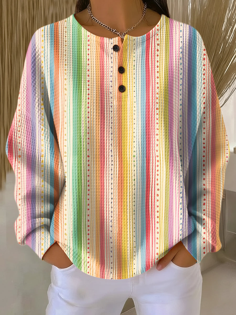 Maeve - Patterned Waffle Knit Relaxed Top
