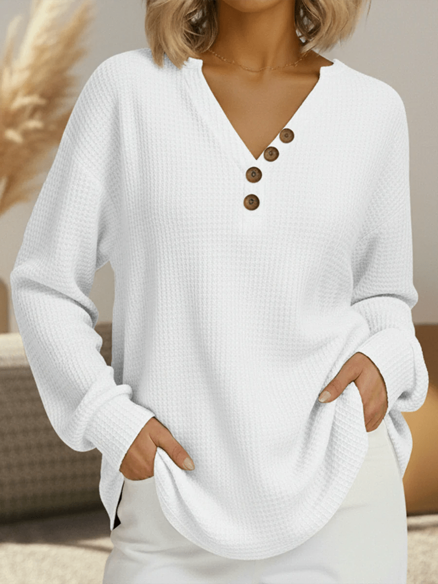 Maeve - Patterned Waffle Knit Relaxed Top