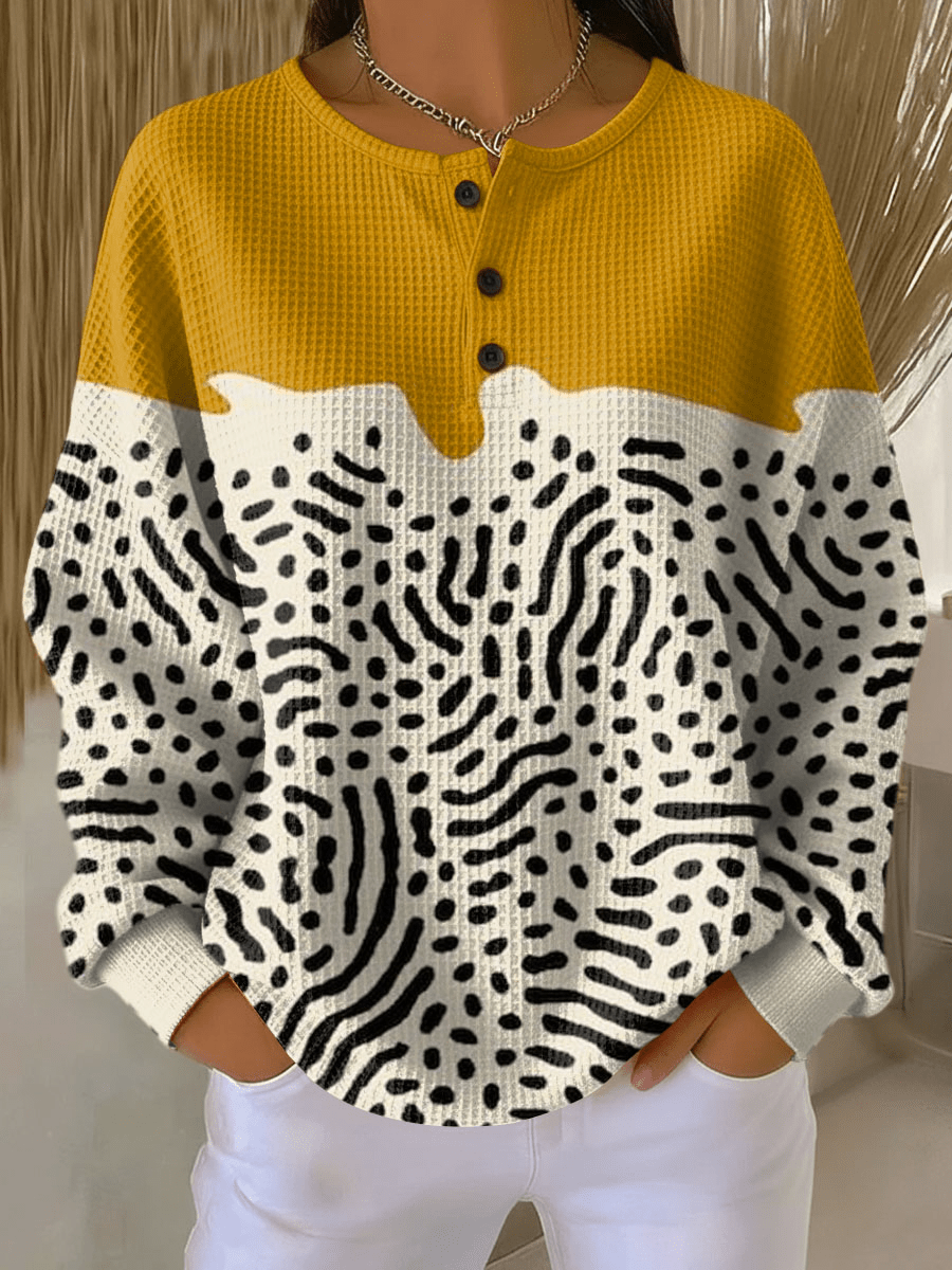 Maeve - Patterned Waffle Knit Relaxed Top