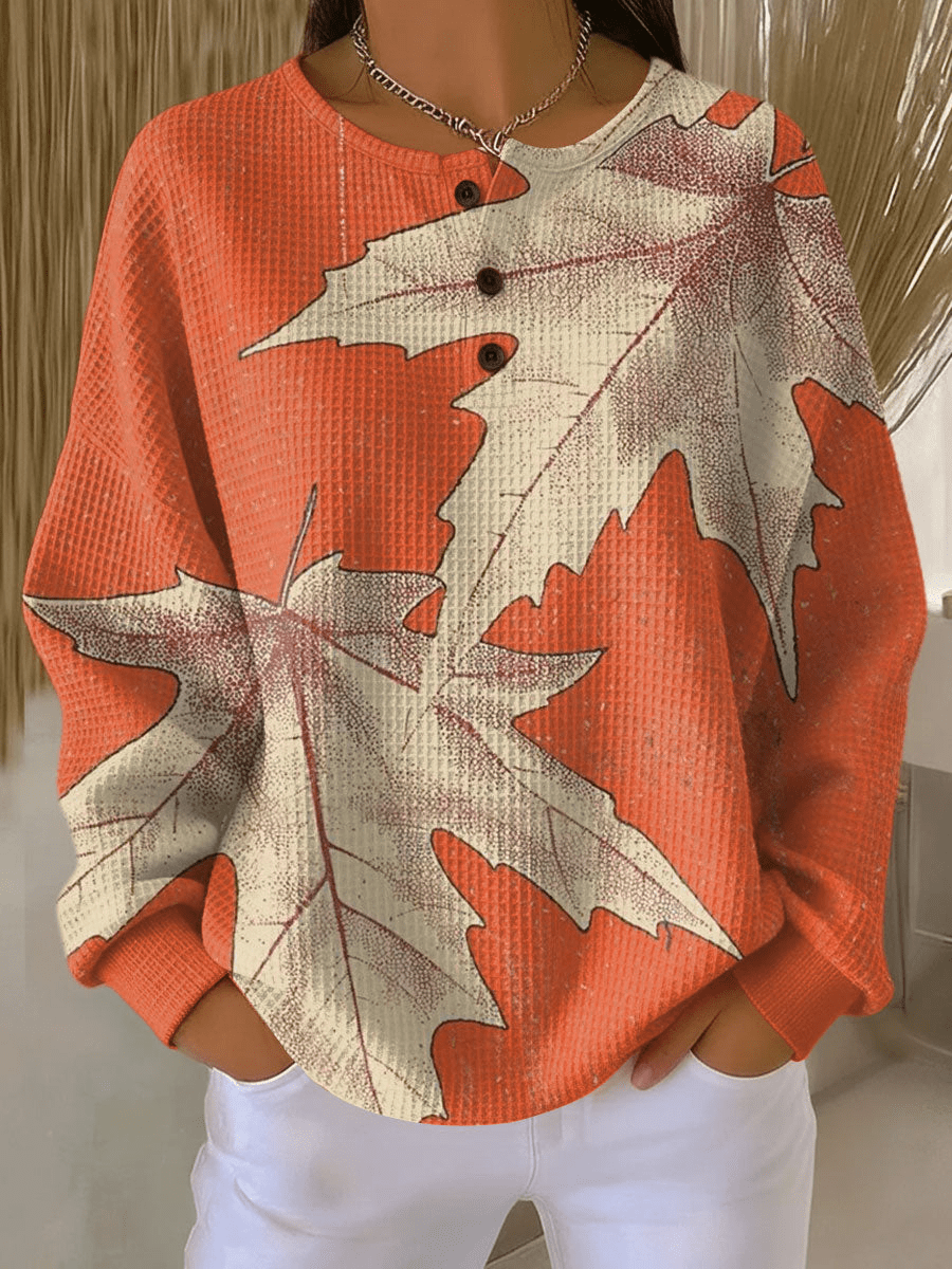 Maeve - Patterned Waffle Knit Relaxed Top