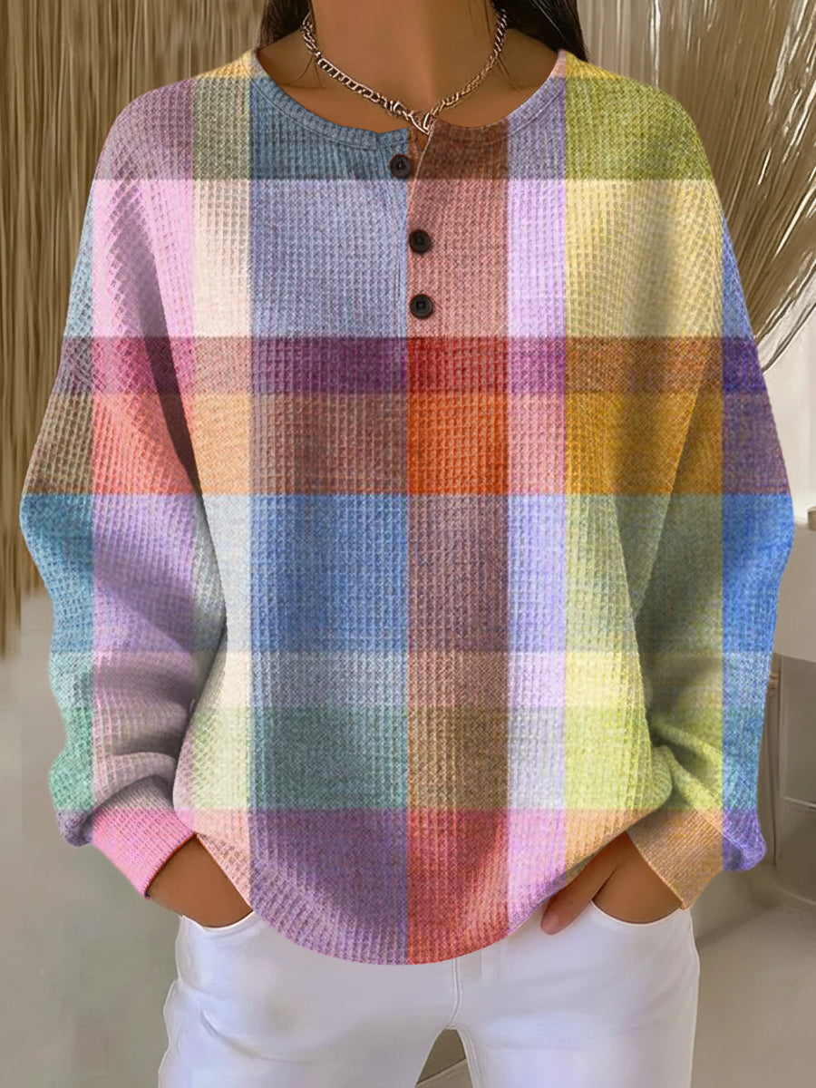 Maeve - Patterned Waffle Knit Relaxed Top