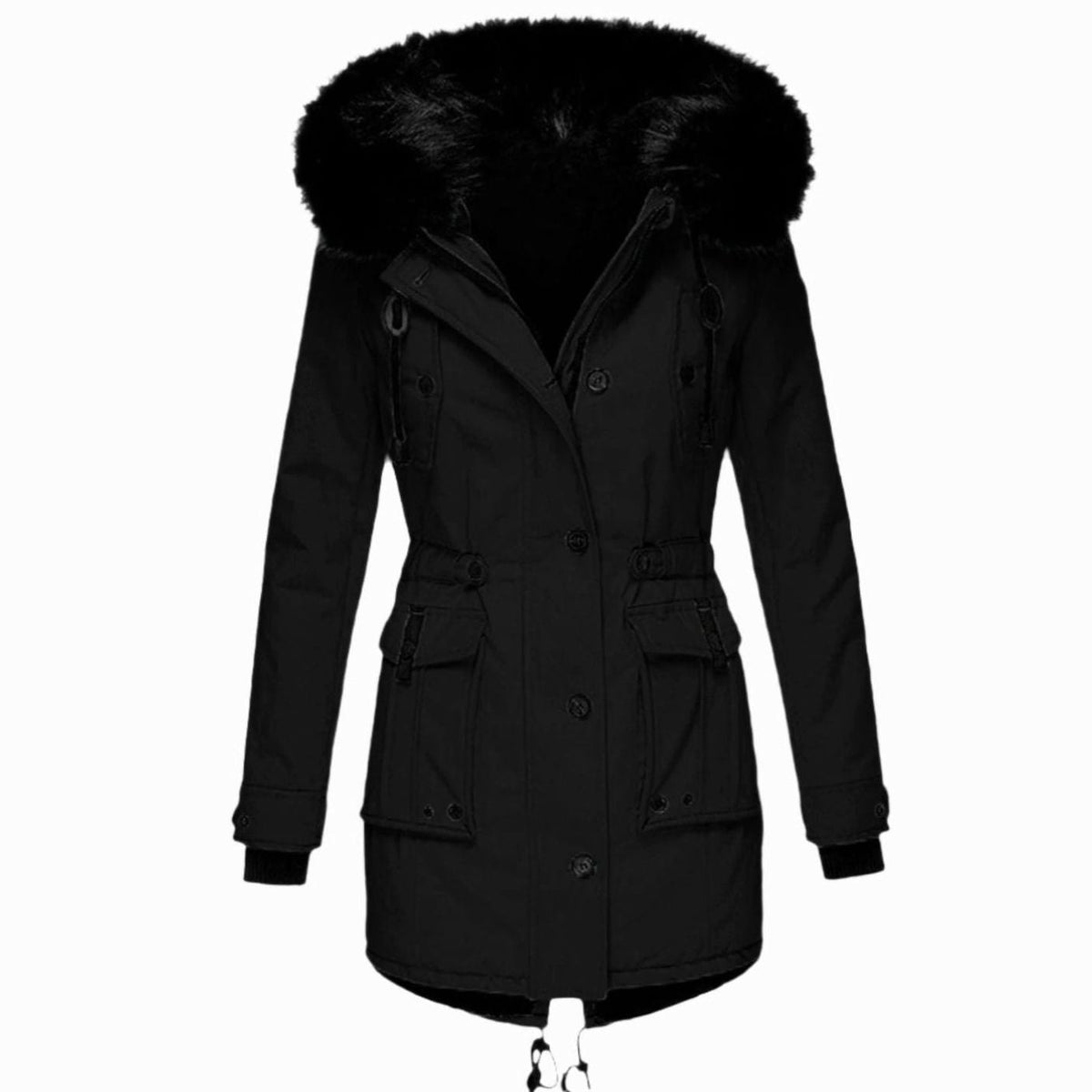 Fleurine - Hooded Parka with Drawstring Waist