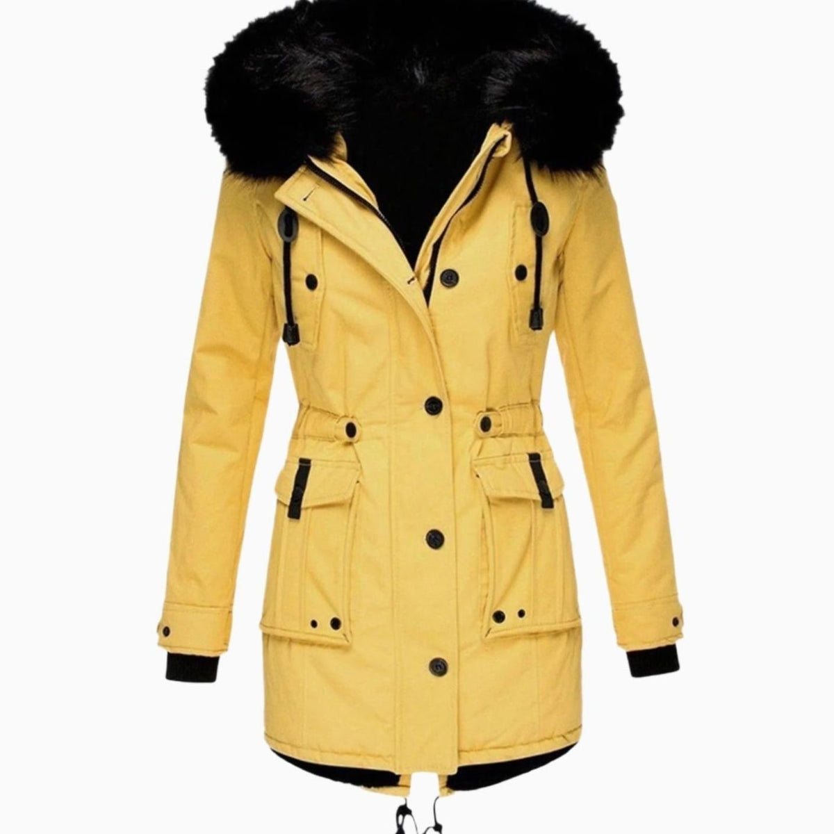 Fleurine - Hooded Parka with Drawstring Waist