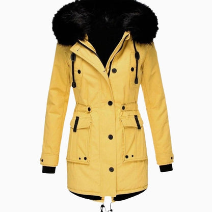 Fleurine - Hooded Parka with Drawstring Waist
