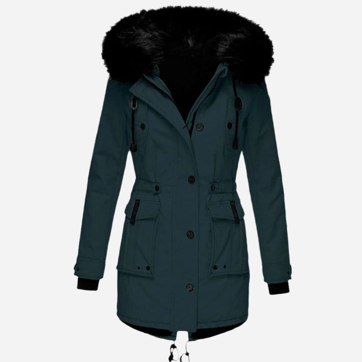 Fleurine - Hooded Parka with Drawstring Waist
