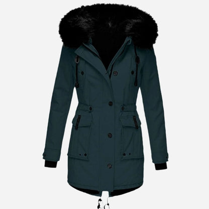 Fleurine - Hooded Parka with Drawstring Waist