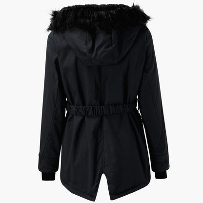 Fleurine - Hooded Parka with Drawstring Waist