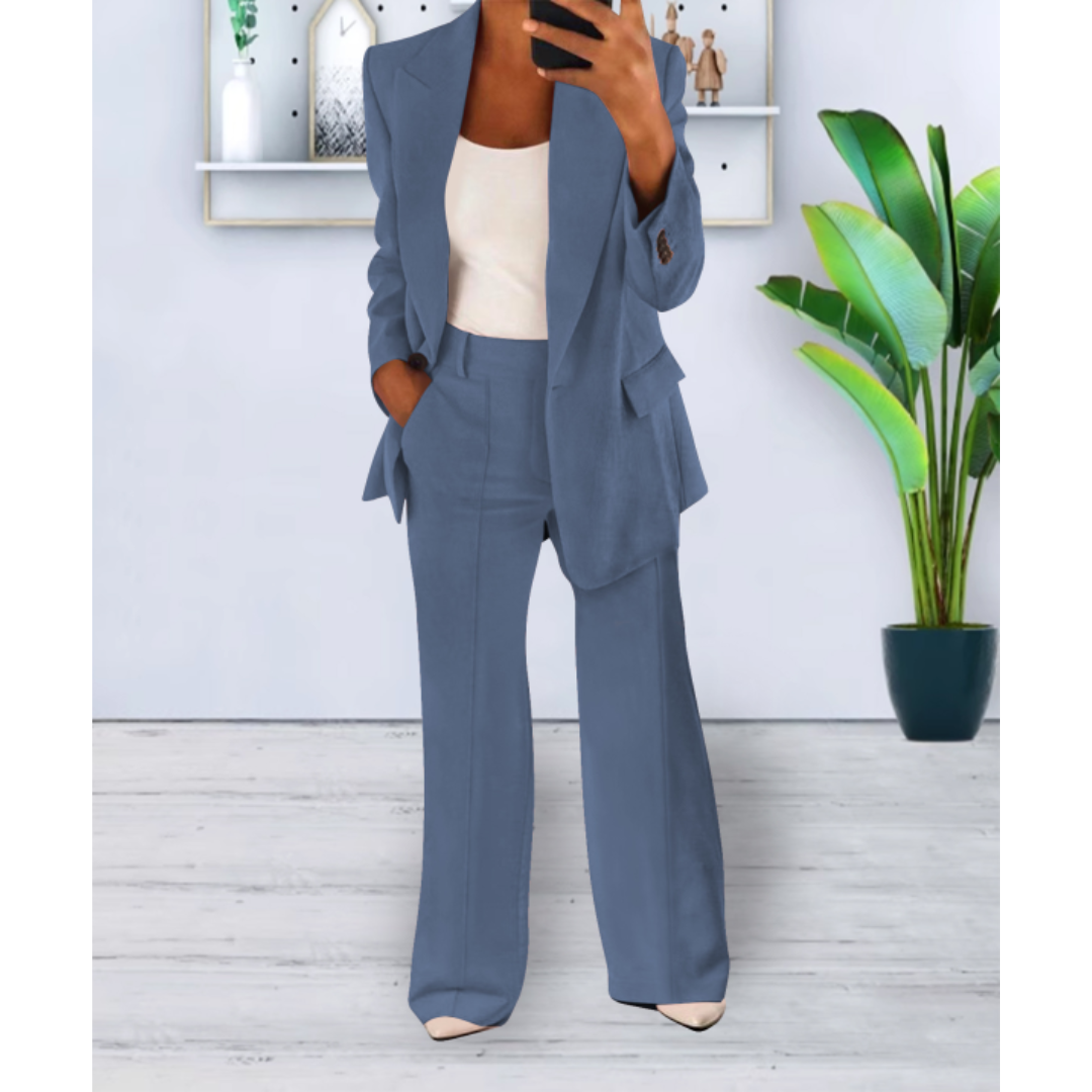 womens-woven-blazer-set-with-notch-lapels-and-straight-leg-pants-2
