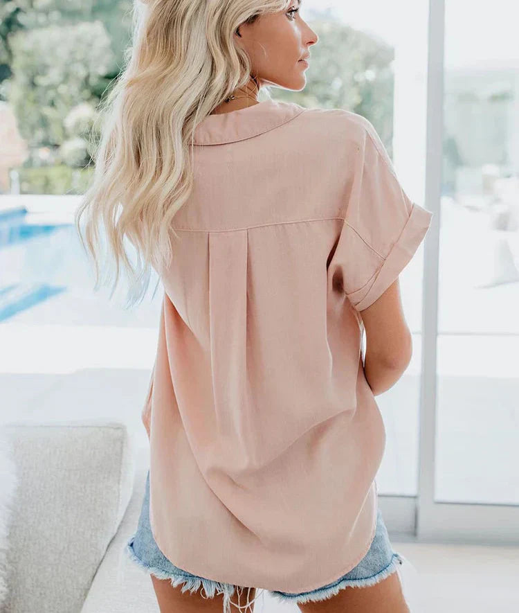 womens-woven-blouse-with-button-front-and-rolled-cuffs-3
