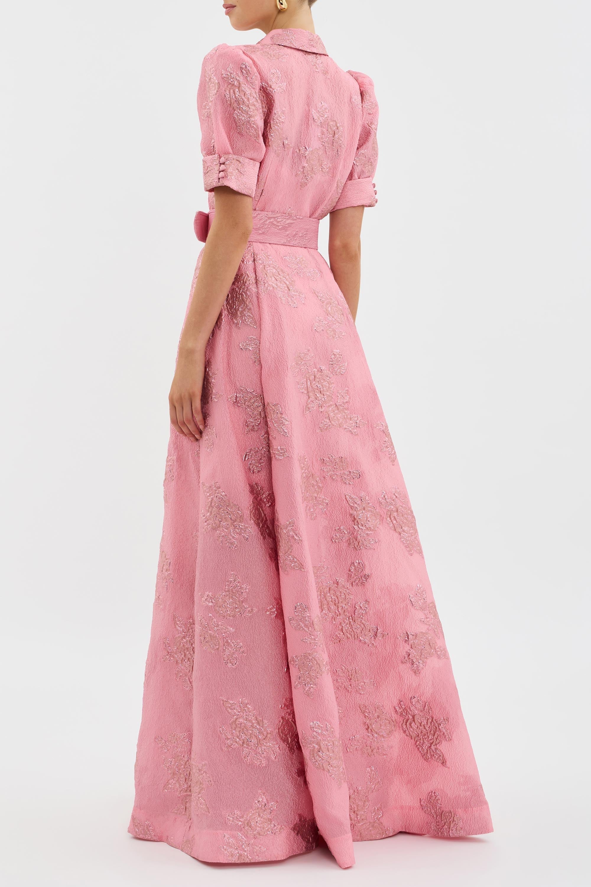 womens-woven-maxi-dress-with-puff-sleeves-and-belt-5