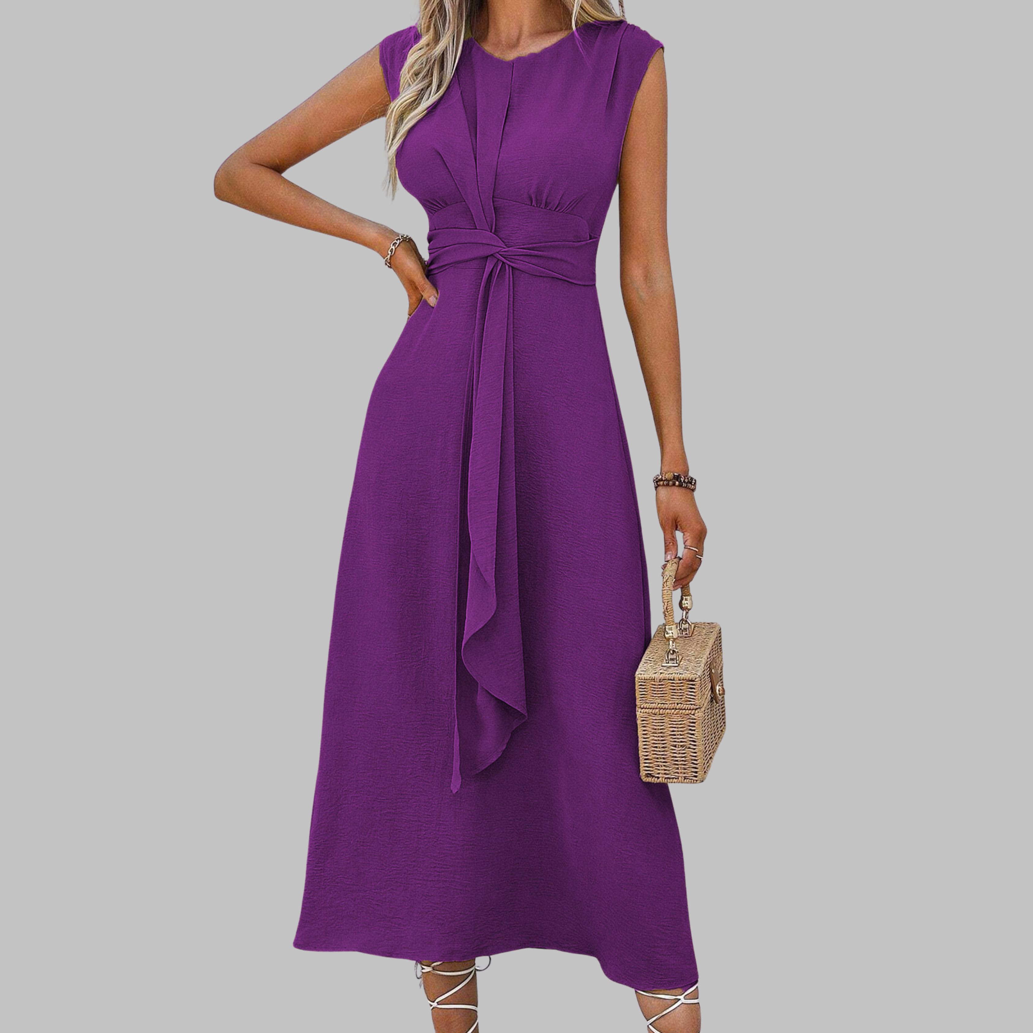 womens-woven-maxi-dress-with-round-neck-and-waist-tie-9