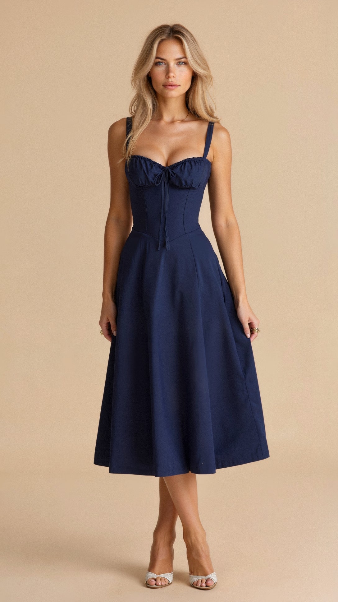 womens-woven-midi-dress-with-bustier-bodice-and-side-slit-15