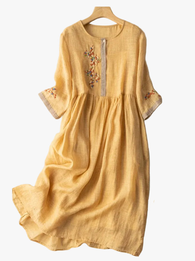 womens-woven-midi-dress-with-embroidery-and-button-placket-1