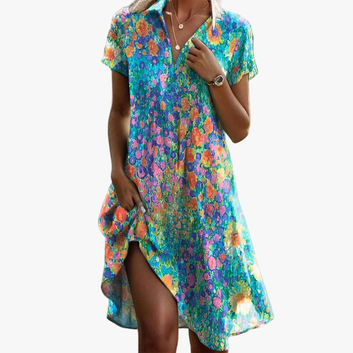 womens-woven-midi-dress-with-scoop-neck-and-short-sleeves-1