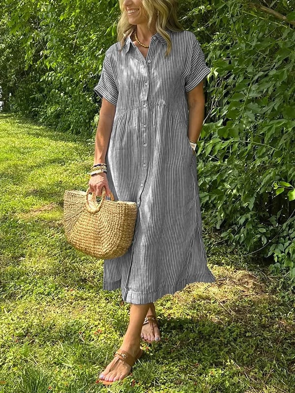 womens-woven-midi-dress-with-stripe-pattern-and-button-placket-10