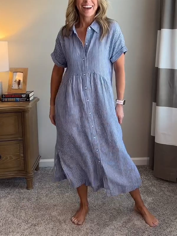 womens-woven-midi-dress-with-stripe-pattern-and-button-placket-11