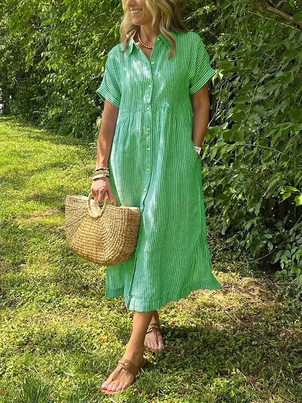 womens-woven-midi-dress-with-stripe-pattern-and-button-placket-5