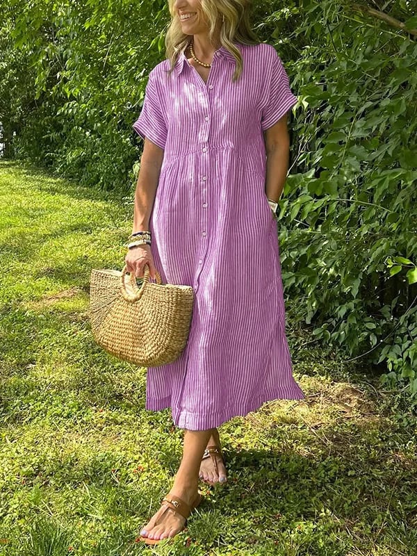 womens-woven-midi-dress-with-stripe-pattern-and-button-placket-6