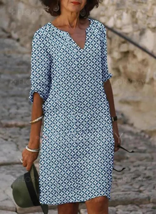 womens-woven-mini-dress-with-split-neck-and-3-4-sleeves-3