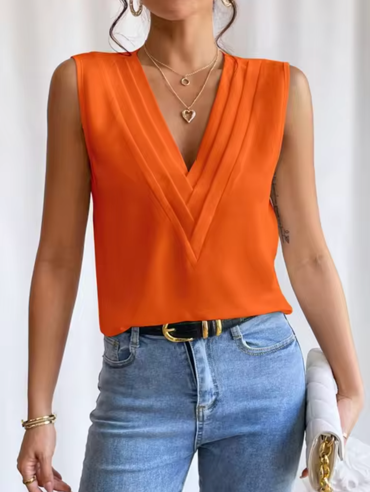 womens-woven-sleeveless-top-with-layered-v-neck-and-pleated-front-3