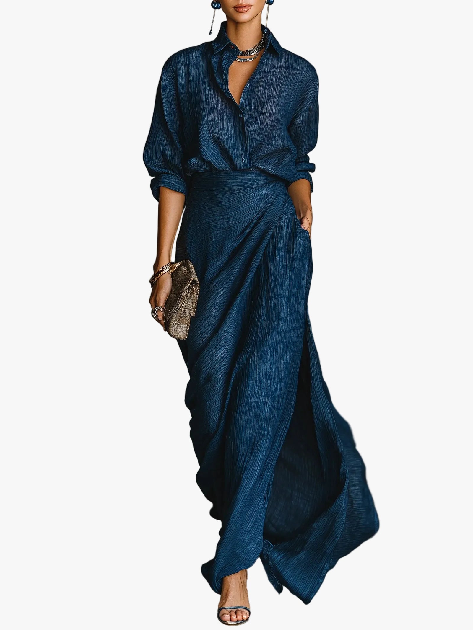 womens-woven-two-piece-set-with-button-shirt-and-wrap-skirt-1