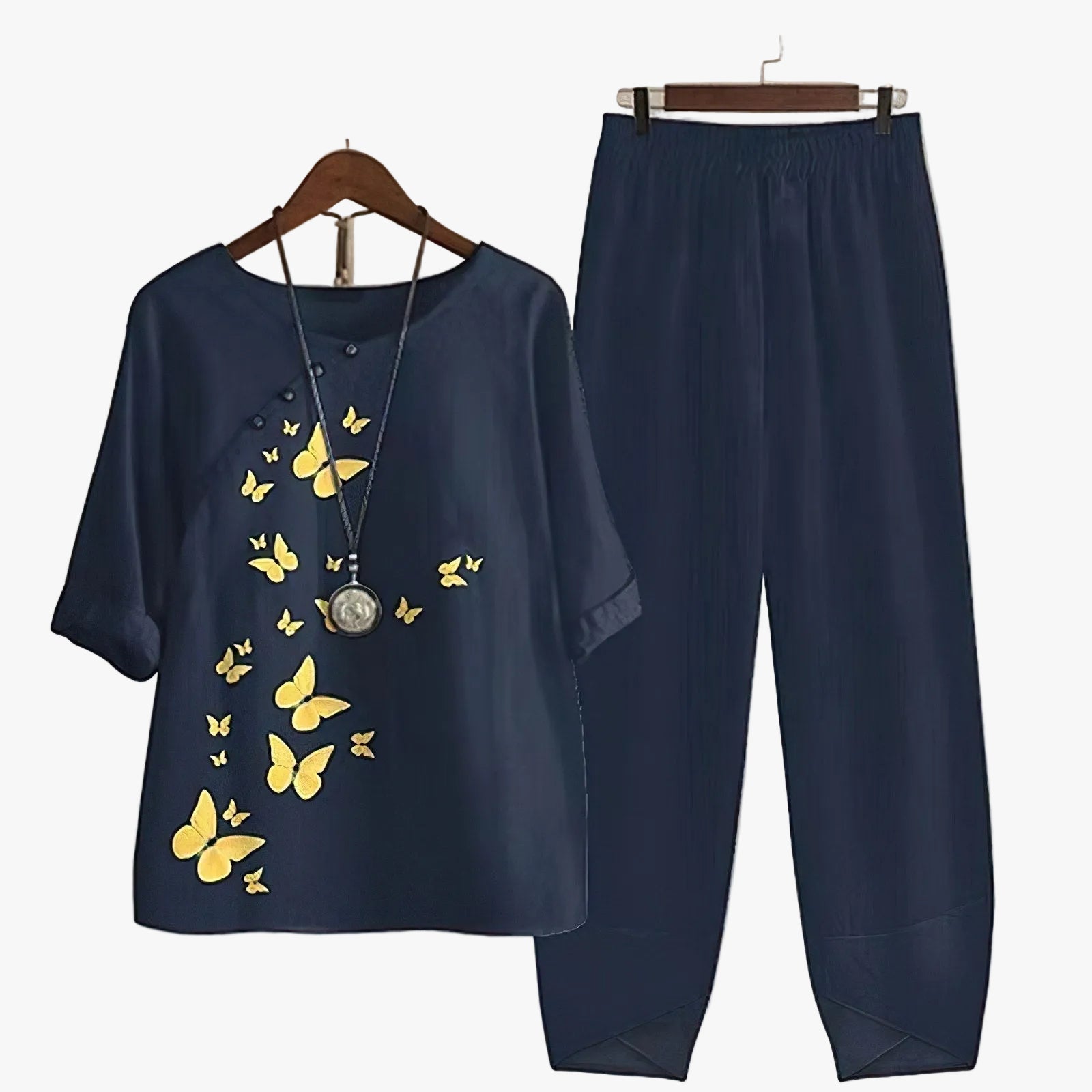 womens-woven-two-piece-set-with-printed-top-and-pull-on-pants-1
