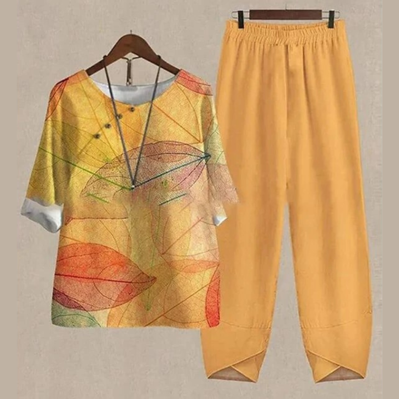 womens-woven-two-piece-set-with-printed-top-and-pull-on-pants-5