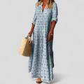 Wren | Women's Cotton Boho Printed V-Neck Maxi Dress